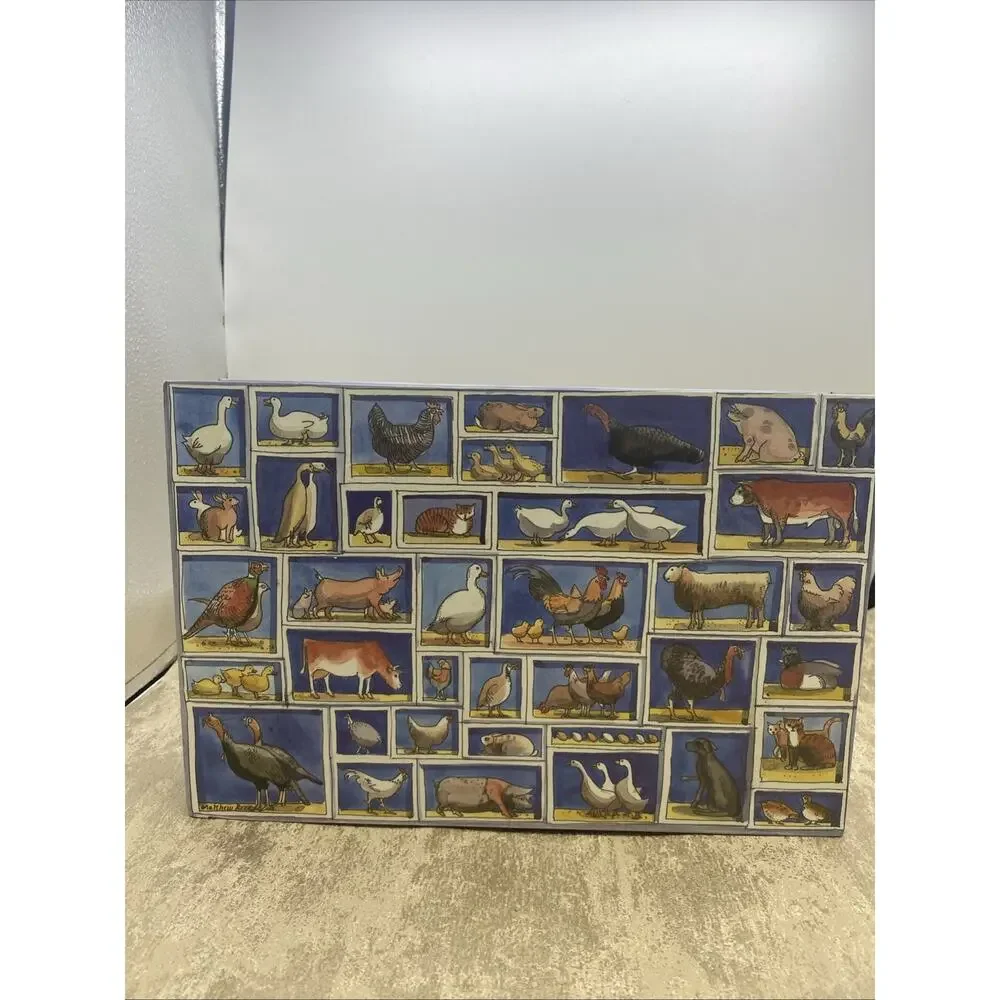 Cardboard Recipe Box With Farm Animal Theme 11.25”X 7.5”X 2.25”